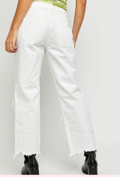 Free People Maggie Mid Rise Straight Leg Jeans in Optic White - Picture 2 of 9